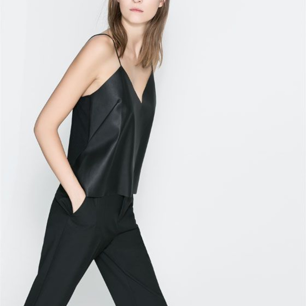 COPY - Zara Black Faux Leather Front Tank Size Medium